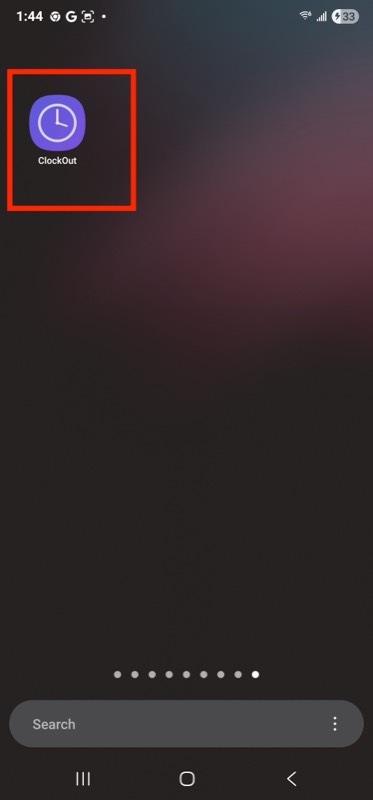 ClockOut icon on Android home screen