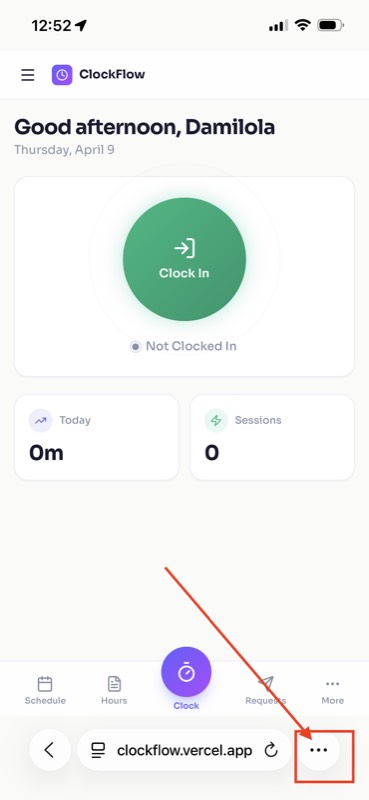 Tap the menu button in Safari