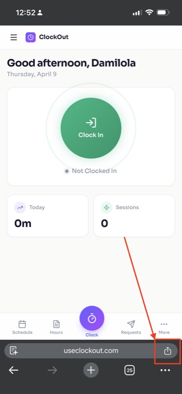 Tap share icon in Chrome